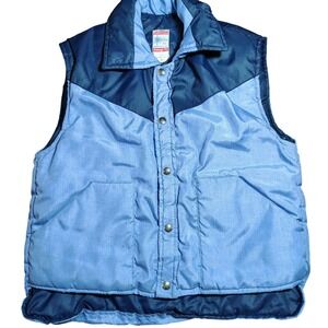 Frostline Kit Vintage Puffer Vest Blue Western Style Snap Front Size S outdoor